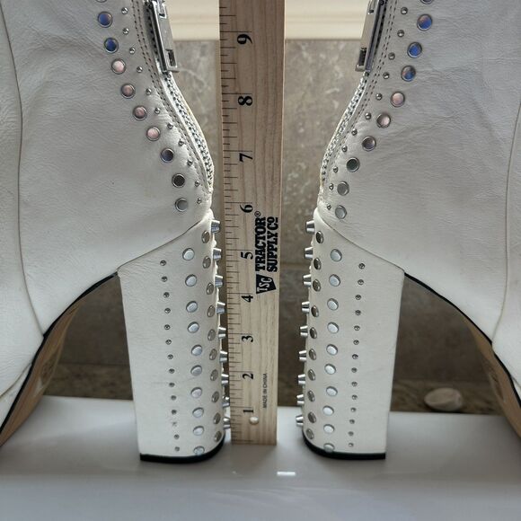 Dolce Vita Boot 9  Liv Off White Leather Studded Ankle Platform - Picture 9 of 12